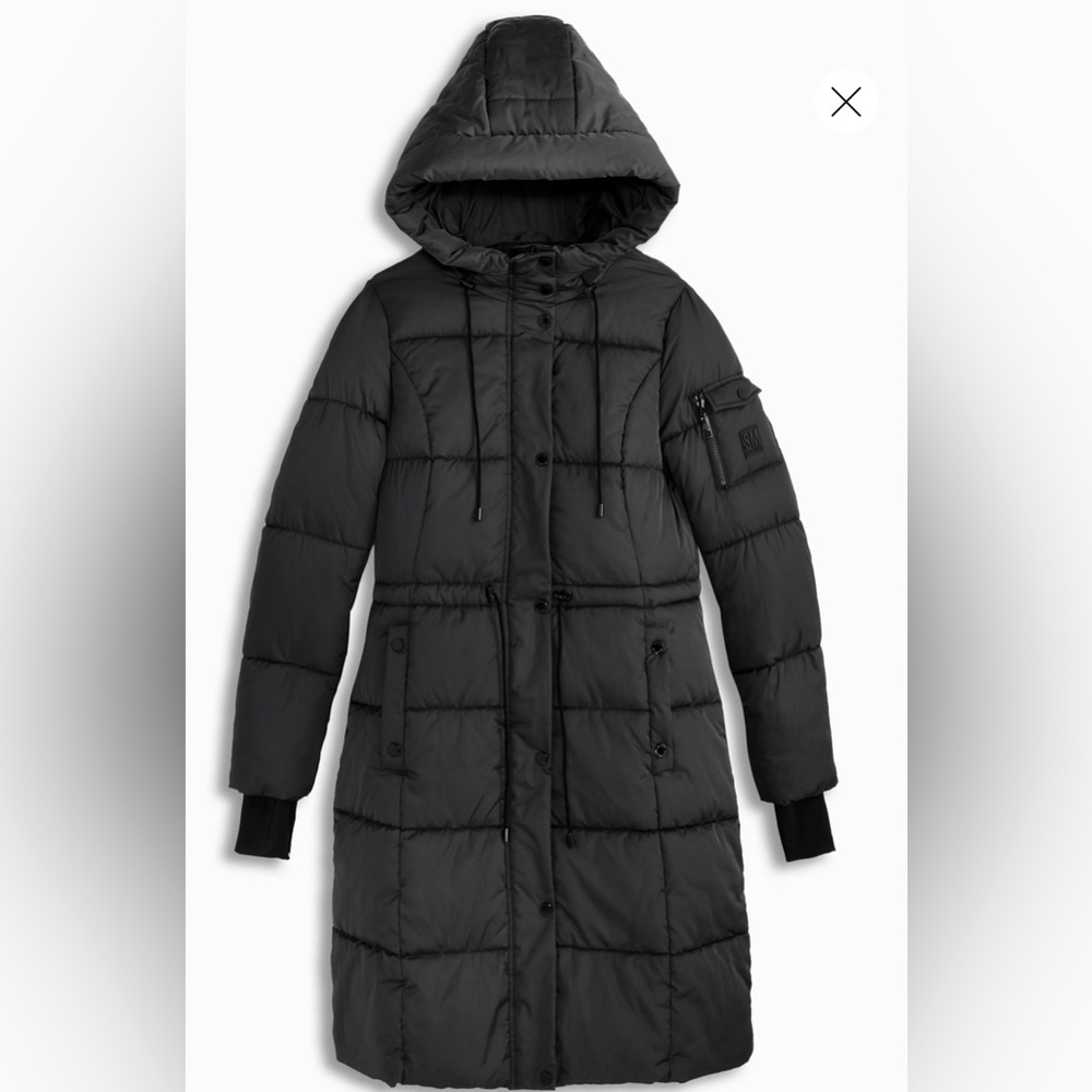 Women's Steve Madden Hooded Puffer Coat Black